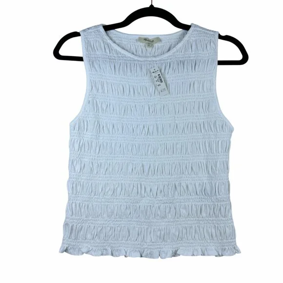 Madewell Womens Smocked Boatneck Tank Size XS Casual Chic Wear NWT - Picture 2 of 8